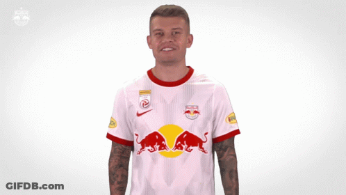 Man In White Jersey With Red Bull GIF