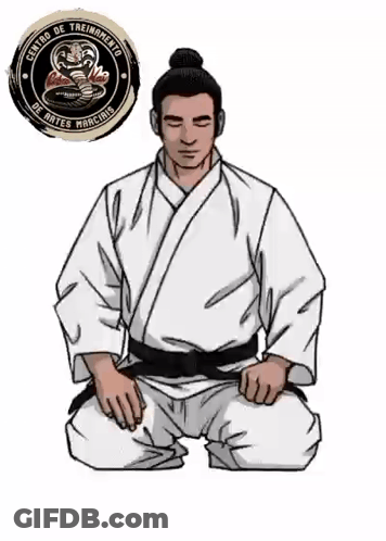 Man In White Karate Uniform Kneeling GIF