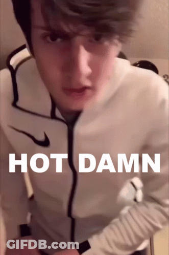 Man In White Nike Jacket Saying Hot Damn GIF