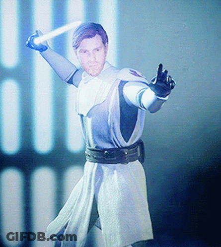 Man In White Robe Holding Lightsaber GIF