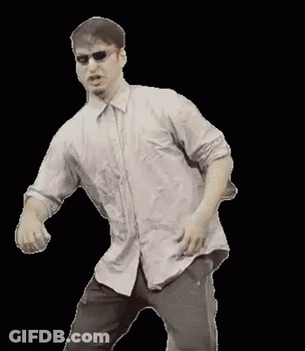 Man In White Shirt And Black Pants Dancing GIF