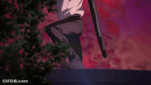 Man In White Shirt And Black Pants Holding Sword GIF