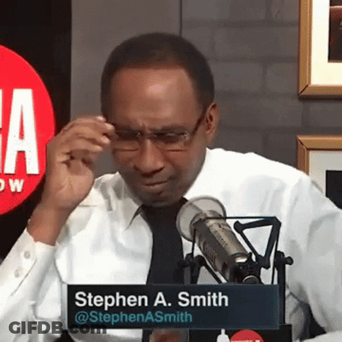 Man In White Shirt And Black Tie At Microphone With Stephen A. Sign GIF