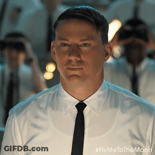 Man In White Shirt And Black Tie #Flymetothemoon GIF