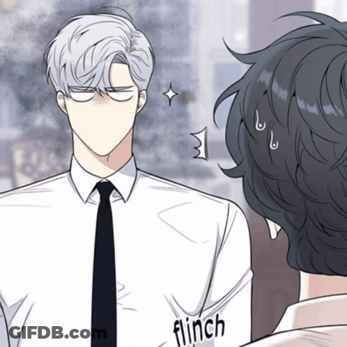 Man In White Shirt And Black Tie With Flinch On Shirt GIF