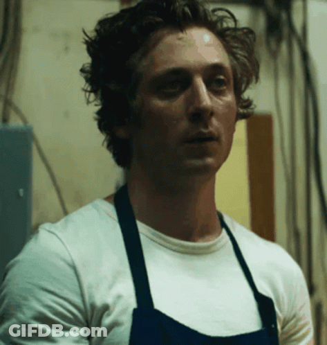 Man In White Shirt And Blue Apron GIF