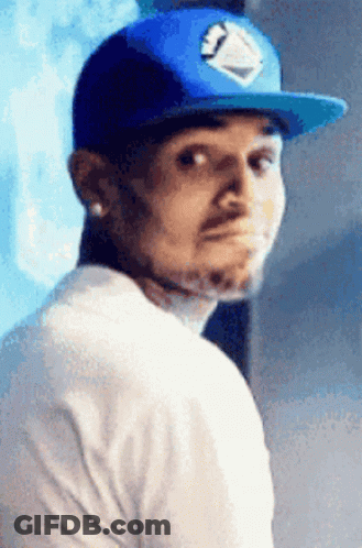 Man In White Shirt And Blue Hat GIF