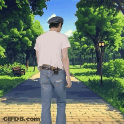 Man In White Shirt And Blue Jeans Walking GIF