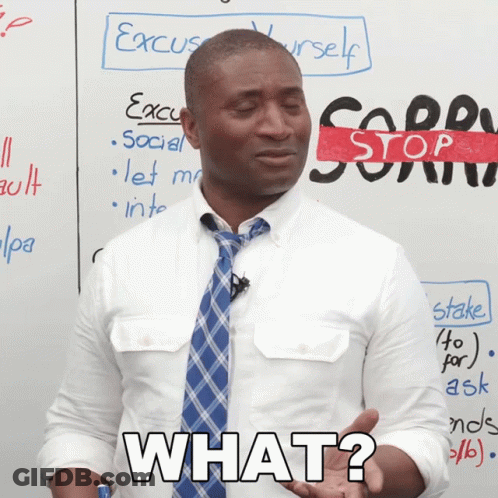 Man In White Shirt And Blue Tie Asking What GIF