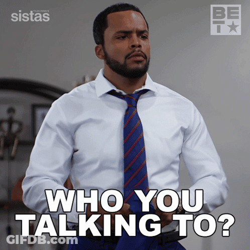 Man In White Shirt And Blue Tie Asking Who You Talking To GIF