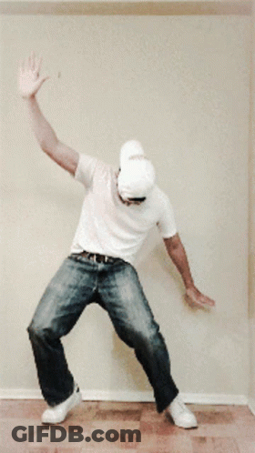 Man In White Shirt And Hat Dancing GIF