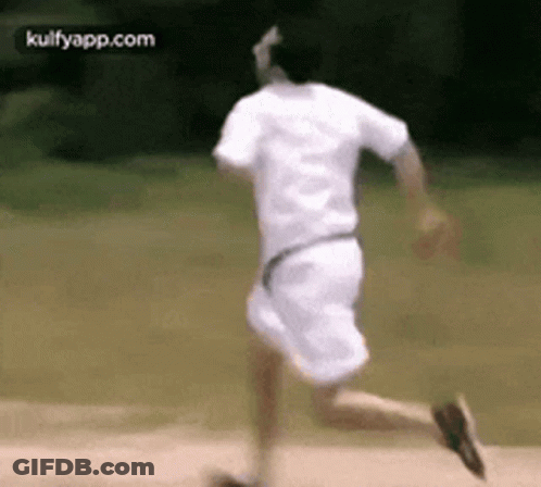 Man In White Shirt And Shorts Running GIF