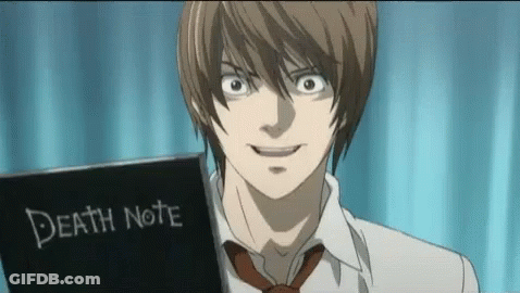 Man In White Shirt And Tie Holding Death Note GIF