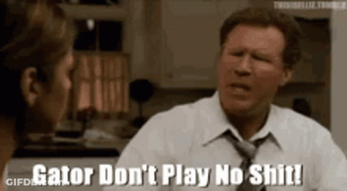 Man In White Shirt And Tie Saying Gator Don't Play No Shit GIF