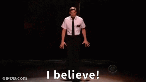 Man In White Shirt And Tie Saying I Believe GIF