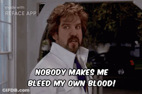 Man In White Shirt And Tie Saying Nobody Makes Me Bleed My Own Blood GIF