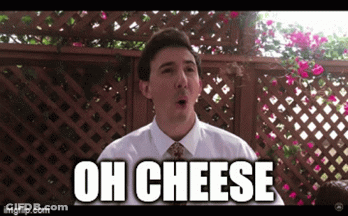 Man In White Shirt And Tie Saying Oh Cheese GIF