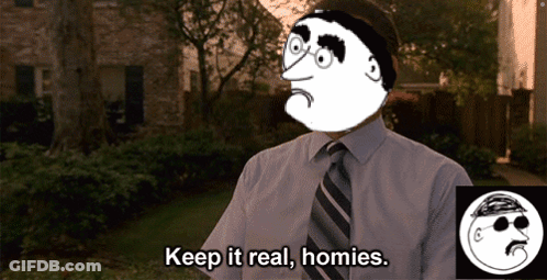 Man In White Shirt And Tie Says Keep It Real Homies GIF
