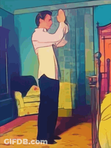 Man In White Shirt And Tie Standing In Bedroom GIF