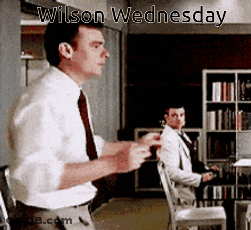 Man In White Shirt And Tie Wilson Wednesday GIF