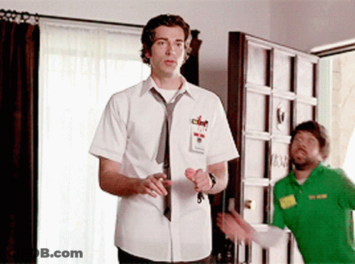Man In White Shirt And Tie With Name Tag Chris GIF