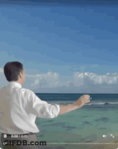 Man In White Shirt And Tie With Palm Trees GIF