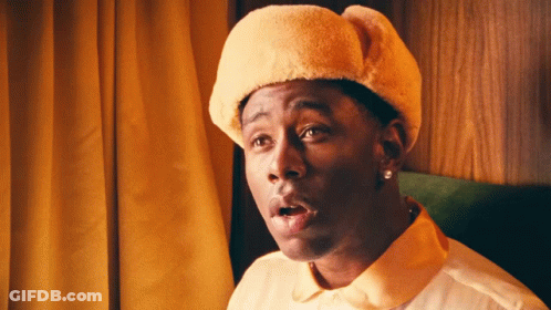Man In White Shirt And Yellow Hat Surprised GIF