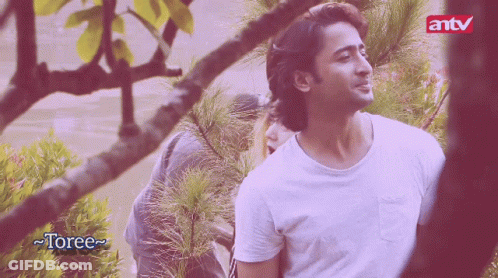 Man In White Shirt By Tree With Antv GIF