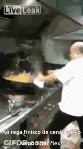 Man In White Shirt Cooking Live Leak GIF