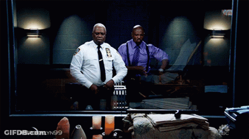 Man In White Shirt Dancing In Front Of Mirror #Brooklyn99 GIF