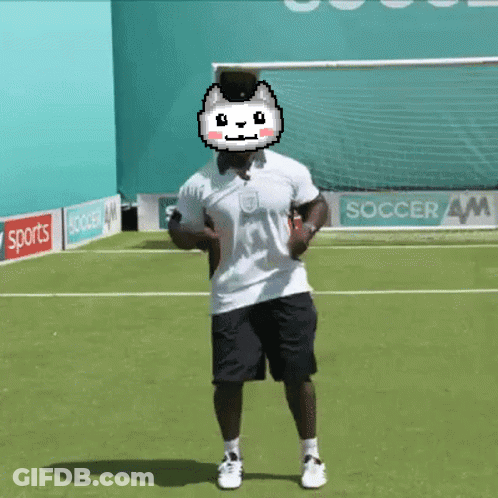 Man In White Shirt Dancing On Soccer Field Sky Sports Sign GIF