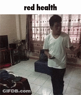 Man In White Shirt Dancing Red Health GIF