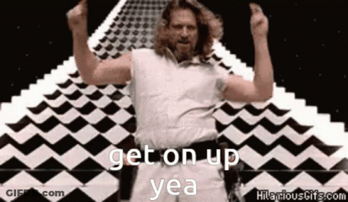Man In White Shirt Dancing Saying Get On Up Yea GIF