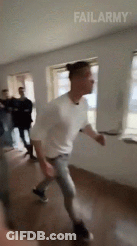 Man In White Shirt Dancing With FailArmy Logo GIF