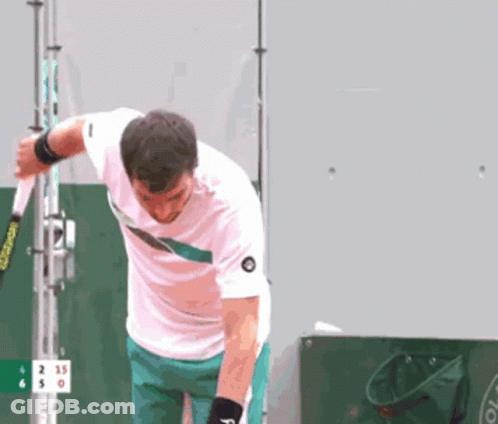 Man In White Shirt Holding Tennis Racquet GIF