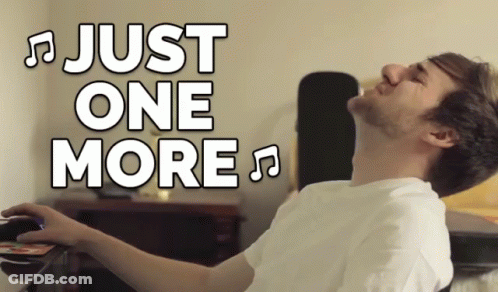 Man In White Shirt In Front Of Just One More Sign GIF