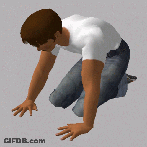 Man In White Shirt Kneeling GIF