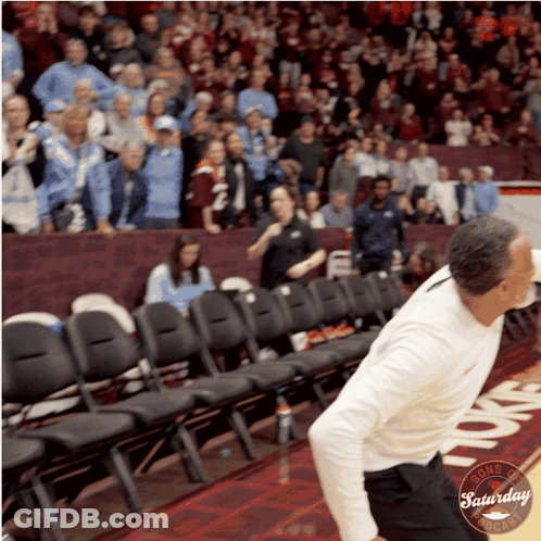 Man In White Shirt On Basketball Court Saturday Night GIF