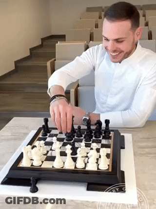 Man In White Shirt Playing Chess GIF