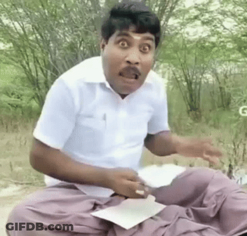 Man In White Shirt Purple Pants Mouth Open GIF