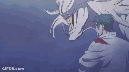 Man In White Shirt Reaching To Man In Blue Shirt GIF