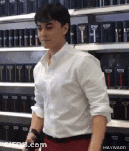 Man In White Shirt, Red Pants, Shaving Cream GIF