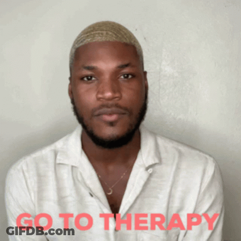 Man In White Shirt Saying Go To Therapy GIF