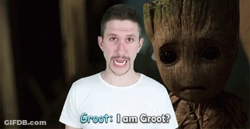 Man In White Shirt Saying I Am Groot GIF
