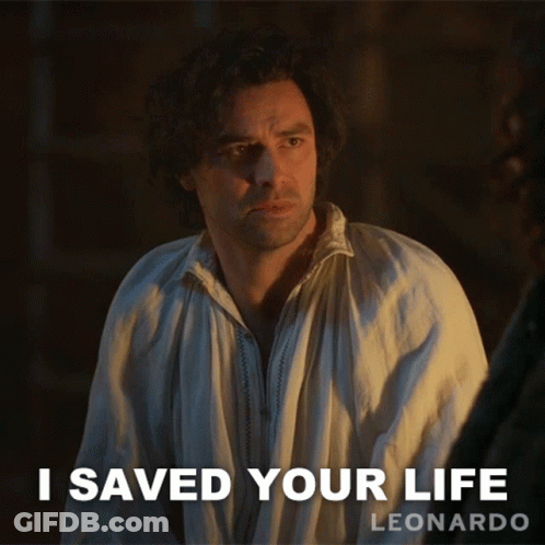 Man In White Shirt Saying I Saved Your Life GIF