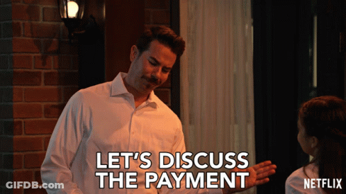 Man In White Shirt Saying Let's Discuss Payment GIF