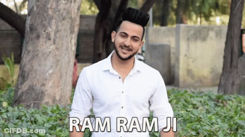 Man In White Shirt Saying Ram Ram Ji GIF