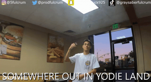 Man In White Shirt Saying Somewhere Out In Yodie Land GIF