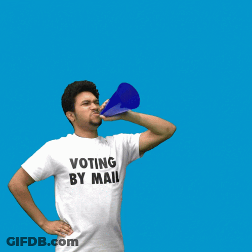 Man In White Shirt Saying Voting By Mail GIF