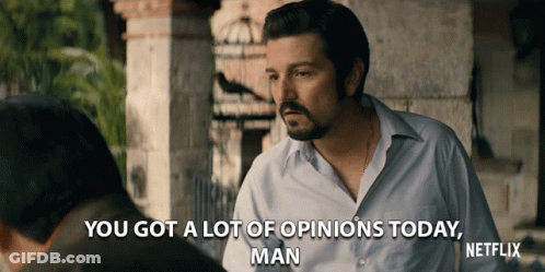 Man In White Shirt Saying You Got A Lot Of Opinions Today Man GIF